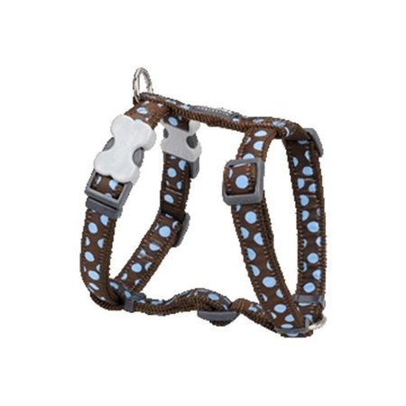 RED DINGO Red Dingo DH-S2-BR-SM Dog Harness Design Blue Dots on Brown; Small DH-S2-BR-SM